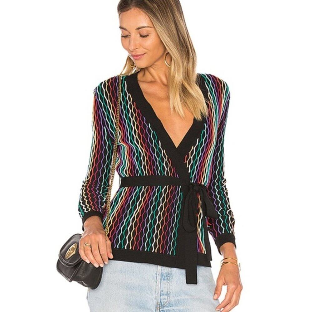 NBD x Revolve Azure Wrap Cardigan Texture Rainbow